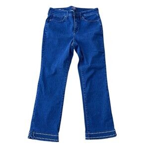 NYDJ Barbara Bootcut Studded Hem Jeans Size 6 Lift Tuck Technology